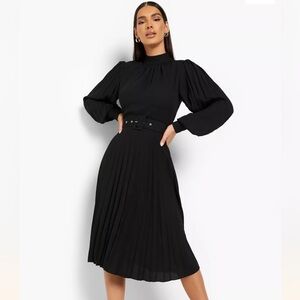 Boohoo pleated skater dress